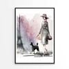 Fashion Boss Lady with Her Puppy   Print 100% Australian Made 90 x 120cm   (Poster)