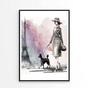Fashion Boss Lady with Her Puppy   Print 100% Australian Made 90 x 120cm   (Poster)