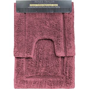 2pc Renee Taylor Tufted Bath/Contour Mat Set Cotton 2200GSM Bathroom Rosebud