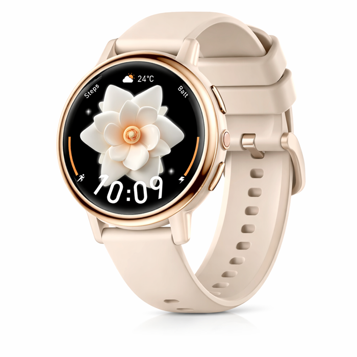 Smart Watch For Women Pink Bluetooth Call Waterproof Sports Fitness Tracker Voice Assistant
