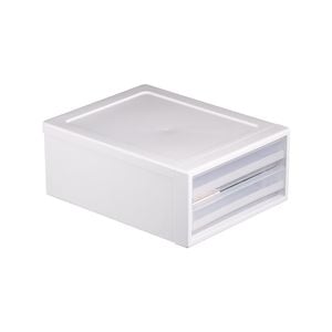 Inabox 34 x 27 x 14cm White Twin Horizontal Stackable Drawer