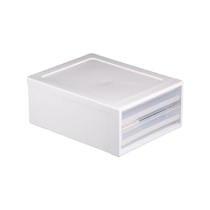 Inabox 34 x 27 x 14cm White Twin Horizontal Stackable Drawer