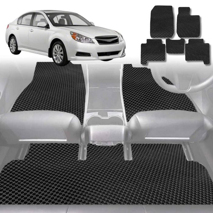 6D Diamond Car Floor Mats for Subaru Liberty 2009-2014-Full Set-Black-Outback GT