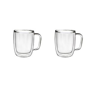 2x 2pc Coffee Culture Millie Double Wall Insulated Glass Mug Set Hot/Cold 475ml