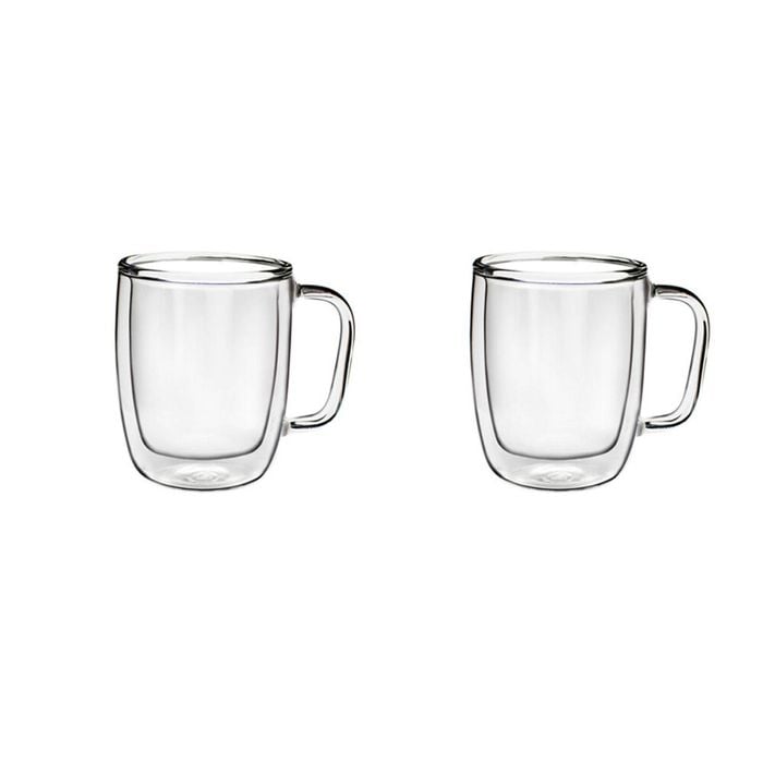 2x 2pc Coffee Culture Millie Double Wall Insulated Glass Mug Set Hot/Cold 475ml