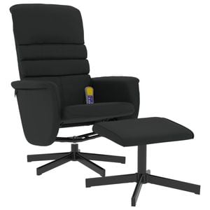 vidaXL Massage Recliner Chair with Footstool Single Sofa Black Faux Leather