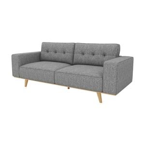 3 Seater Sofa Fabric Upholstery Grey Colour Wooden Frame