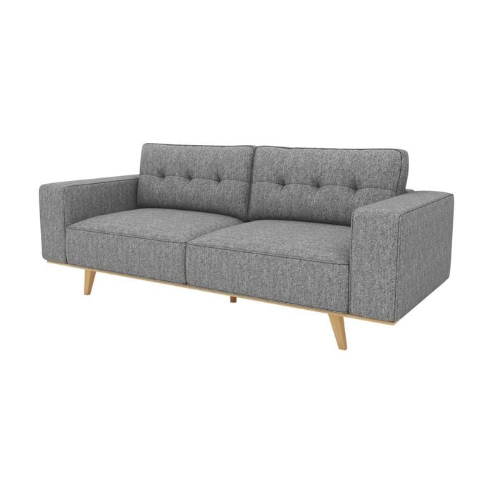 3 Seater Sofa Fabric Upholstery Grey Colour Wooden Frame