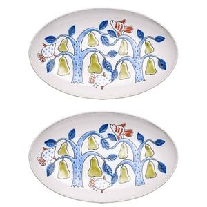2PK Ecology Stoneware w/ Gloss Glaze Joie Oval Platter 26x16cm Multi-Coloured