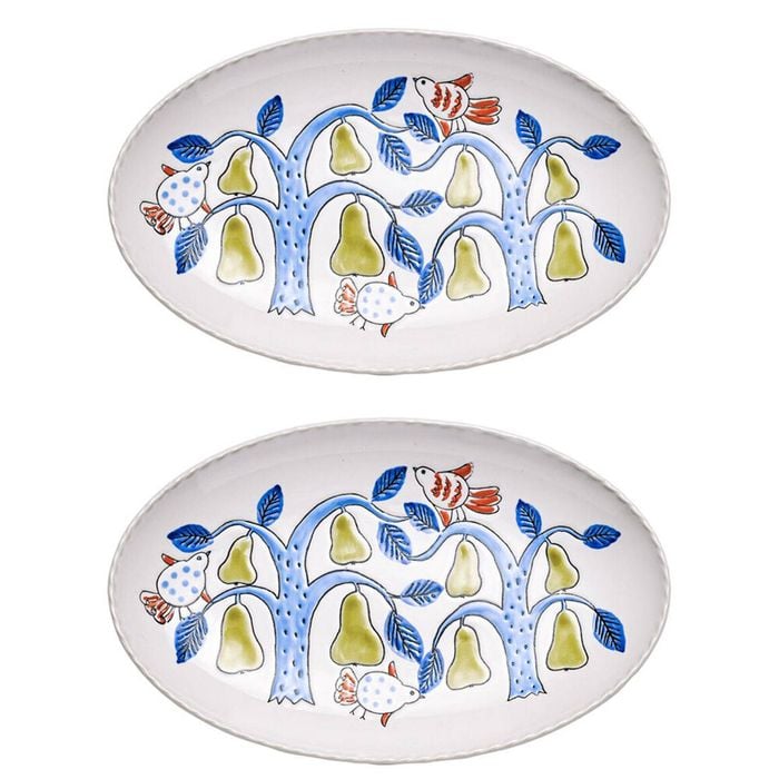 2PK Ecology Stoneware w/ Gloss Glaze Joie Oval Platter 26x16cm Multi-Coloured
