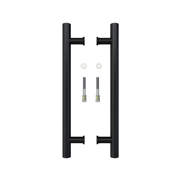 Rolltrak 400mm Matte Black Barn Door Round Double Pull Handle