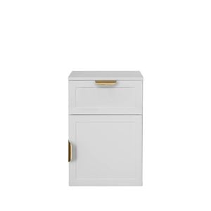 European Cabinetry White Hampton Pull Brass Porto Bedside Table