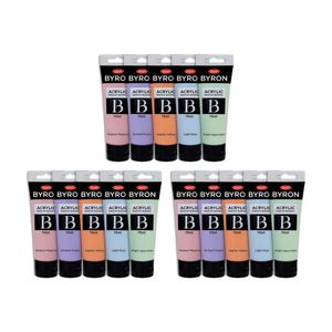 3x 5pc Jasart Byron 75ml Acrylic Paint Set Medium-bodied Art Painting Pastel