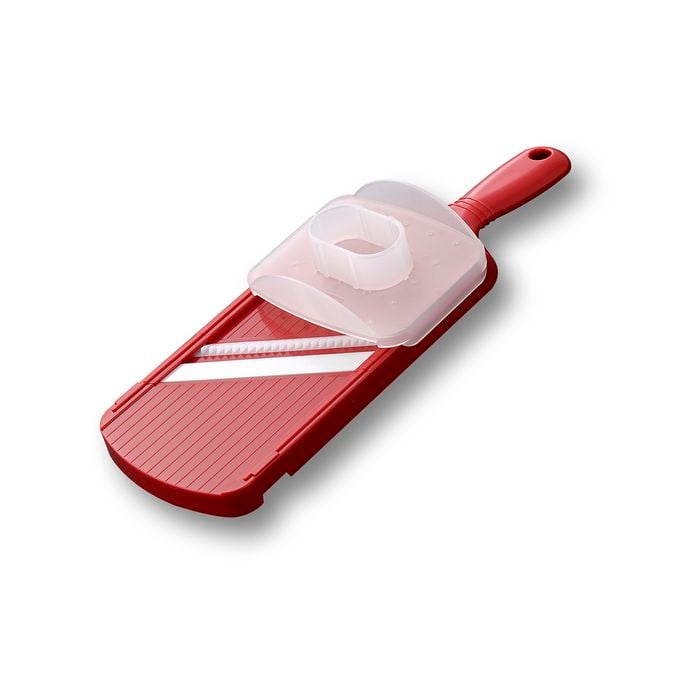 Ceramic Julienne Mandolin Slicer with Handguard - Red