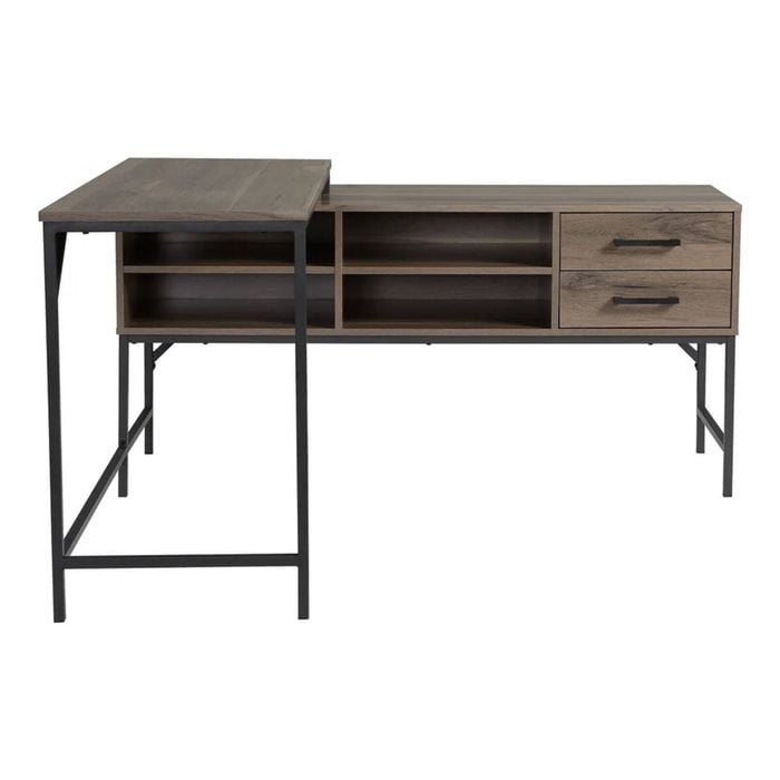 Maestro Furniture Natu Wooden L-Shape Home Office Working Computer Desk 1.4m Brown