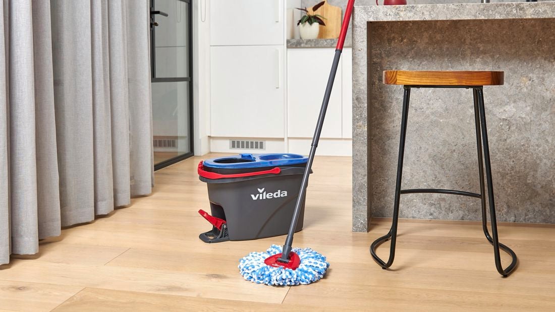 Vileda mop and bucket in shot ready for use