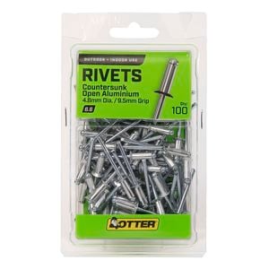 Otter 4.8 x 9.5mm Countersunk Open Aluminium Rivets - 100 Pack