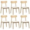 Oikiture 6x Dining Chairs Kitchen Chair PU Leather Solid Wood Cafe Lounge Beige