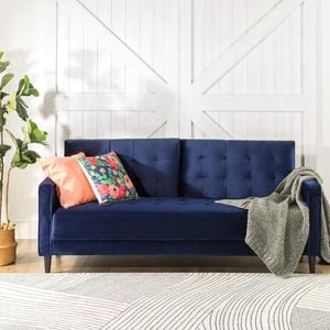 Zinus 3 Seater Sofa Leather Couch - Navy Velvet