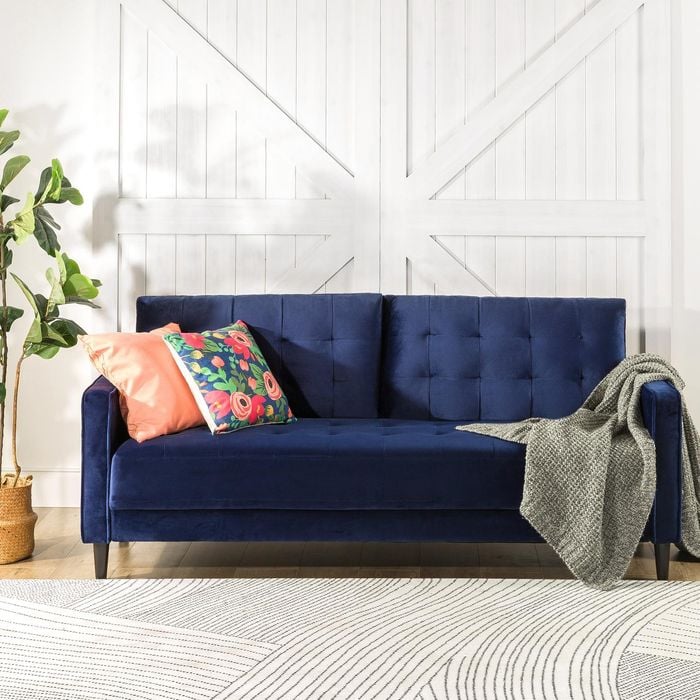 Zinus 3 Seater Sofa Leather Couch - Navy Velvet