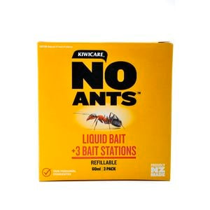 Kiwicare 60ml NO Ants Liquid Bait & Bait Stations - 3 Pack