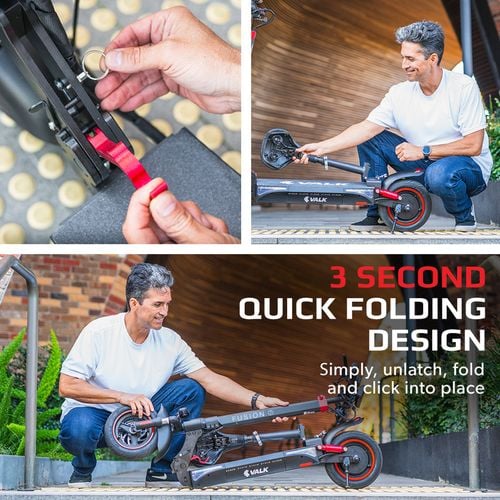 Valk Fusion 7 Electric Scooter With Seat Option 800w 48v 13ah Lithium 50km Range Quad Shocks 10