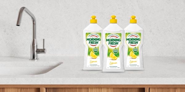 the lemon morning fresh products on display with 3 bottles 