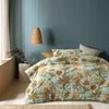 Accessorize Bedroom Collection Queen Duck Egg Blue Kienze Washed Cotton Printed 3 Piece Comforter Set