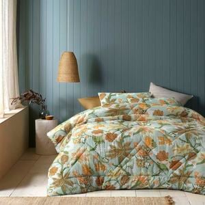 Accessorize Bedroom Collection Queen Duck Egg Blue Kienze Washed Cotton Printed 3 Piece Comforter Set