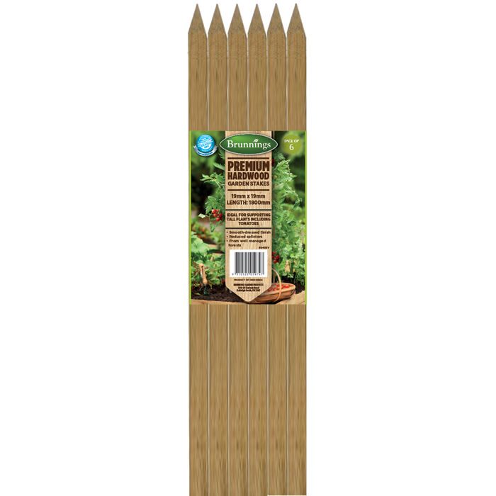 Brunnings 19 x 19 x 1800mm Hardwood Stakes - 6 Pack