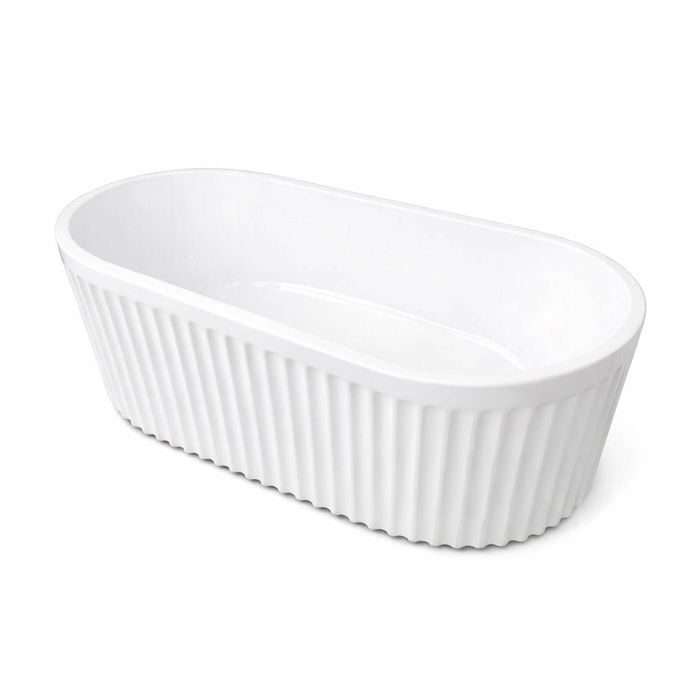 Amelie Deauville 1700mm Gloss White Fluted Freestanding Bath