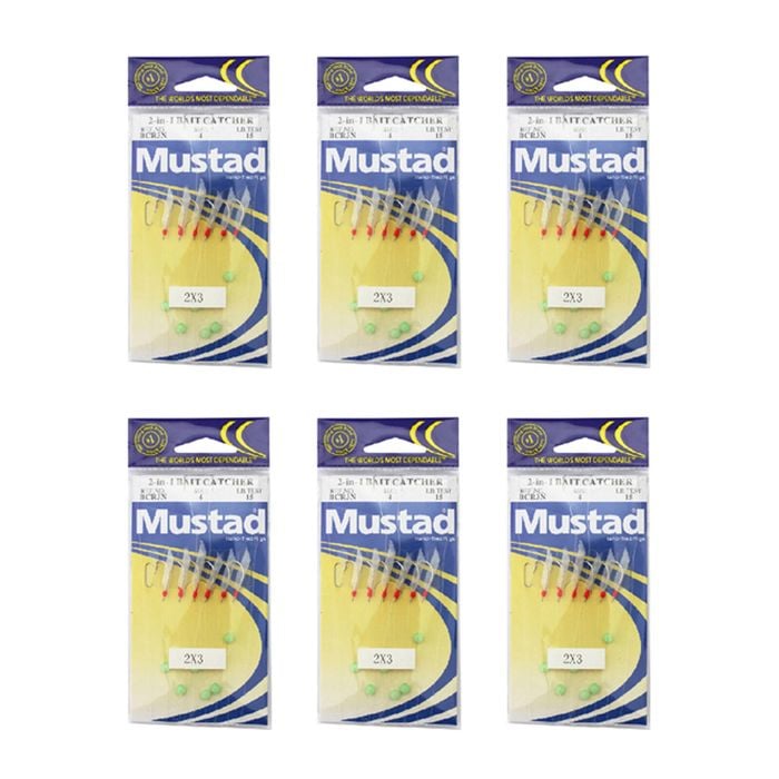 6x Mustad Bait Rigs - 2 x 3 Hook Bait Catcher Rigs - Size 8