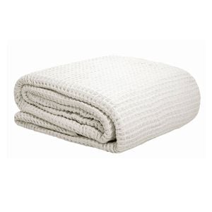 Bloomington 300GSM 100% Cotton Waffle Blanket White Queen