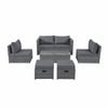 Elora 6pc Outdoor Rattan Wicker Sofa Set With Cushions Glass Table For Patio