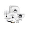 SOGA 13Pcs White Antler Printed Ceramic Dinnerware Set