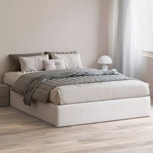 Marlo King Snow White Boucle Upholstered Bed Base