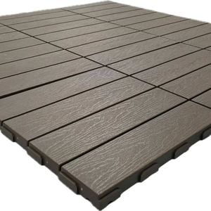 Syneco 30x30x2cm Polypropylene 4 Slats Decking Tile Dark Brown - 9 Pack 