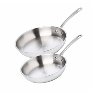 Meyer White Steel Stainless Steel Induction 24/28cm Frypan Twin Pack
