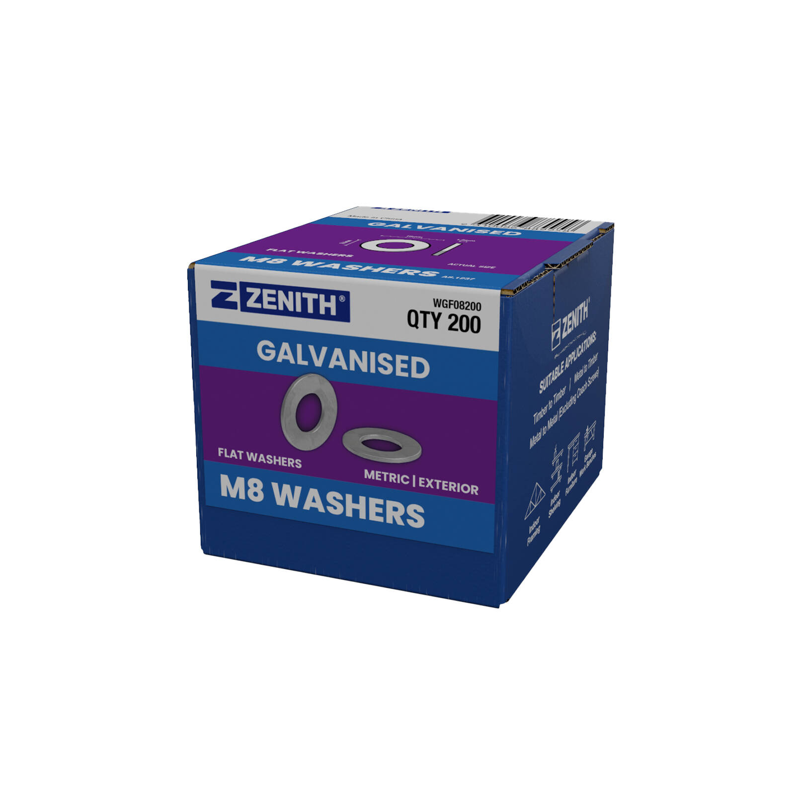 ZENITH M8 Hot Dip Galvanised Flat Round Washers - 200 Pack product image