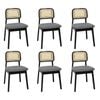 Levede 6pc Rattan Solid Wood Fabric Seat Dining Chairs - Black