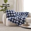 Dreamaker Gingham Plush Throw Blanket Midnight Blue - 130x170cm