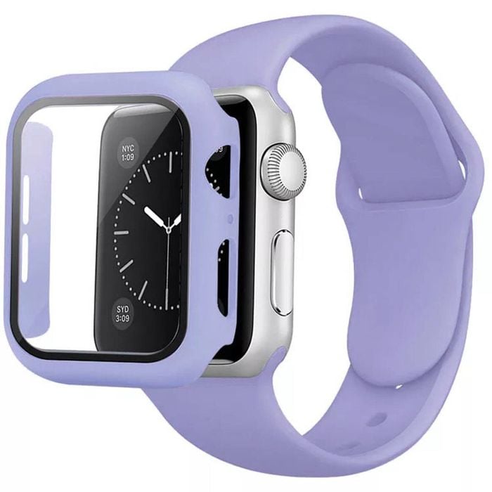 Silicone Sports Watch Band Strap + Case Set - For Apple iWatch [42mm Series 3] (Purple)