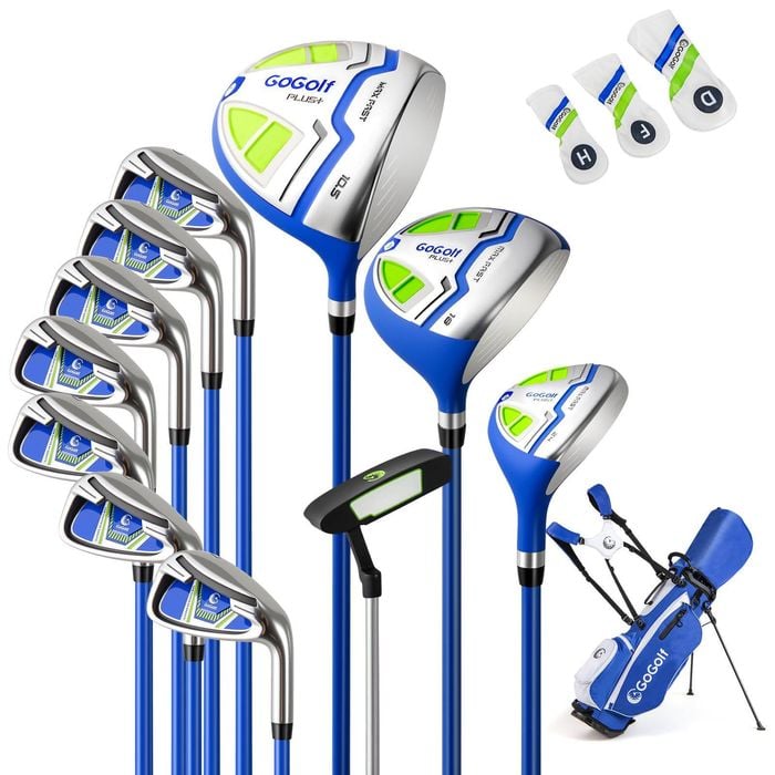 Costway 15PCS Men's Portable Complete Golf Club Set Stand Bag Blue