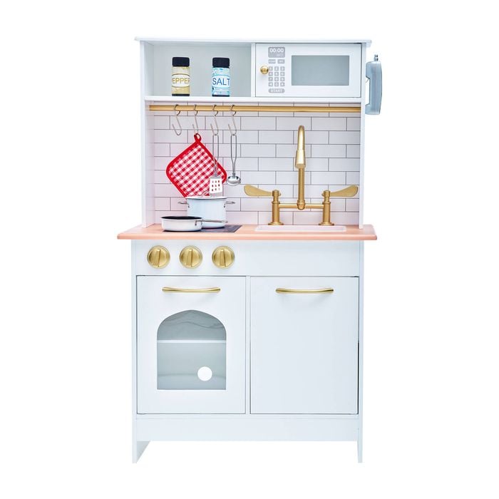 Teamson Kids Little Chef Boston Compact Farmhouse Play Kitchen White/Gold