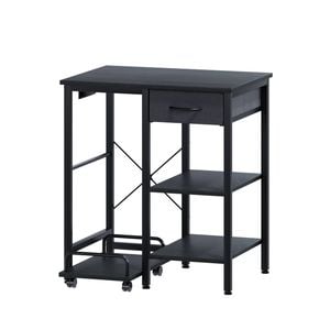 Advwin Printer Stand With Pull Out Shredder Shelf & Charging Station Black