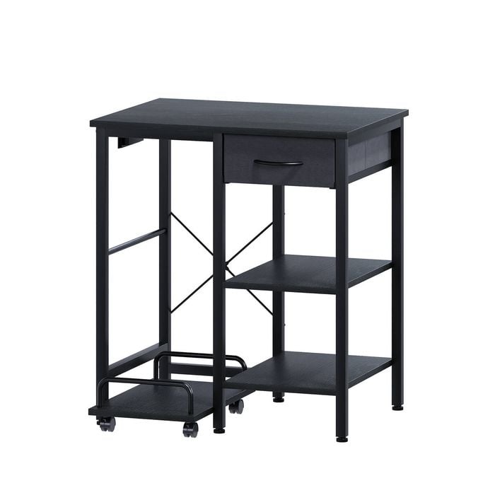 Advwin Printer Stand With Pull Out Shredder Shelf & Charging Station Black