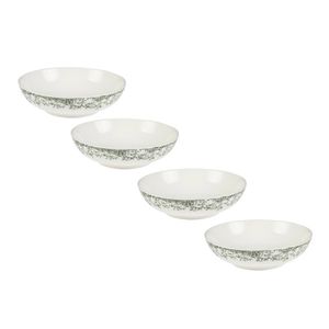 4x Casa Domani Coupe Bowl Antique Green Porcelain Microwave Safe 20x5.5cm