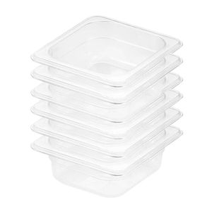 SOGA 1/6 GN Polycarbonate Food Pan 65mm Clear 6 Pack