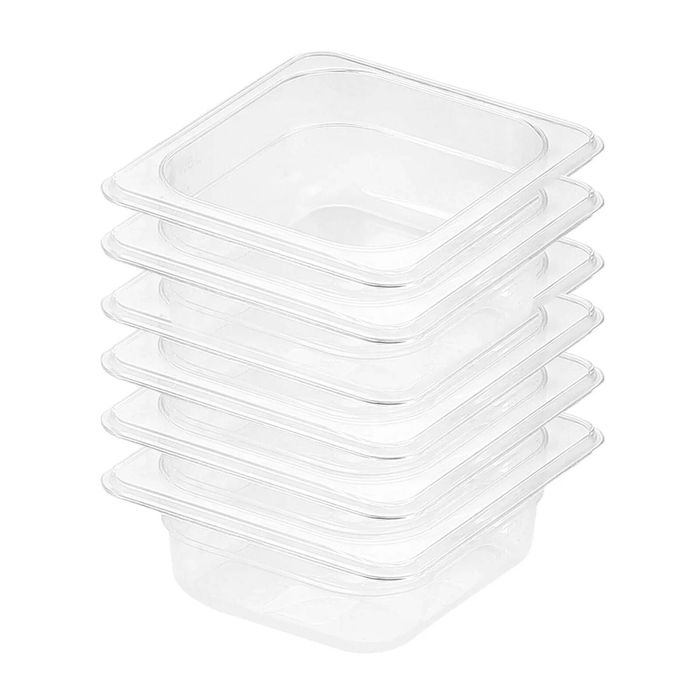 SOGA 1/6 GN Polycarbonate Food Pan 65mm Clear 6 Pack