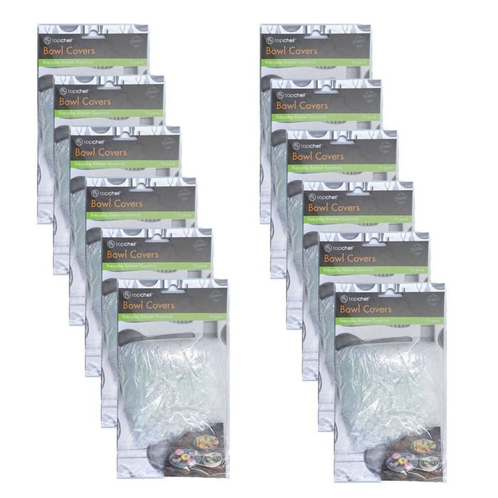 12x 10pc Topchef Round Disposable Bowl Covers Set 5-25cm Clear Assorted